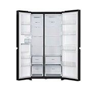 LG 674L Side-by-Side Refrigerator with Hygiene Fresh+™, DoorCooling+™, Smart Diagnosis™, Ebony Sheen Finish, 3-Star, front open door, GC-B257SGWL, thumbnail 3