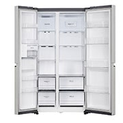 LG 674L Side-by-Side Refrigerator with Hygiene Fresh+™, DoorCooling+™, Smart Diagnosis™, Urban Steel Finish, 3-Star, front open, GC-B257KLJW, thumbnail 3