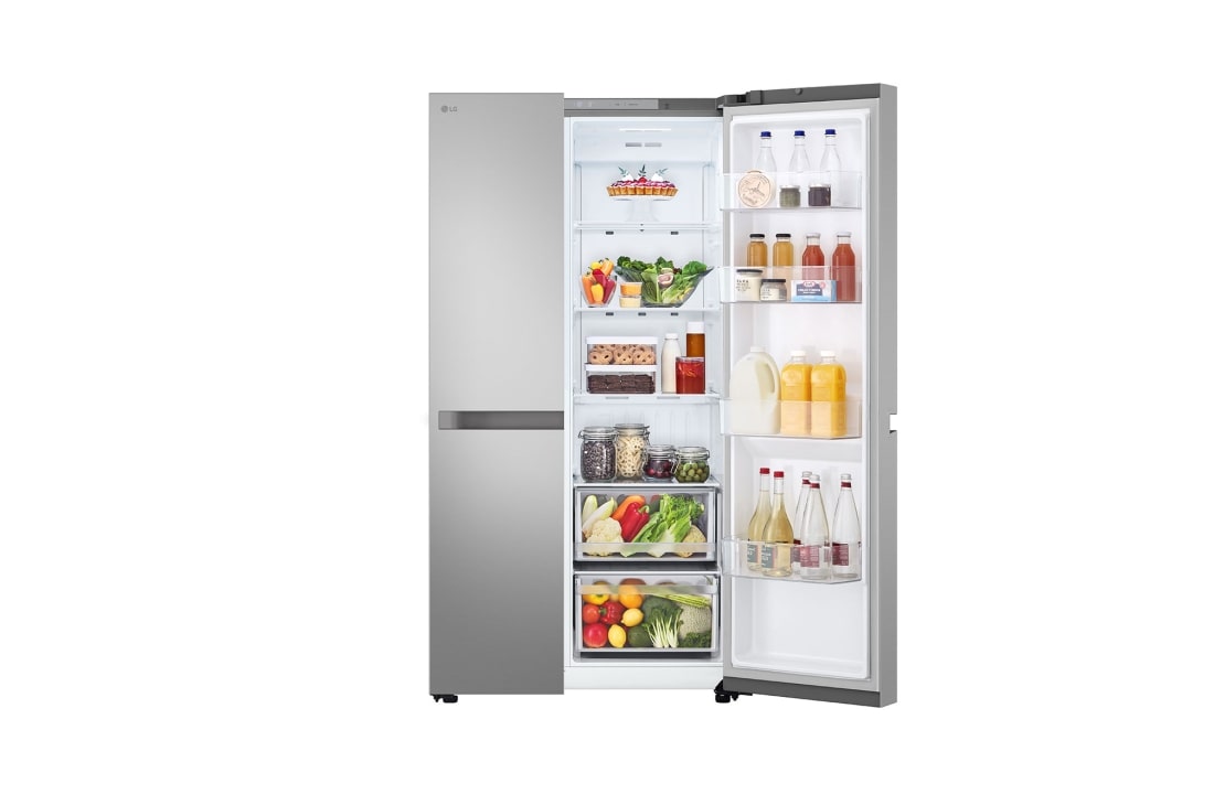 LG 674L Side-by-Side Refrigerator with Hygiene Fresh+™, DoorCooling+™, Smart Diagnosis™, Urban Steel Finish, 3-Star, right view food, GC-B257KLJW, thumbnail 7