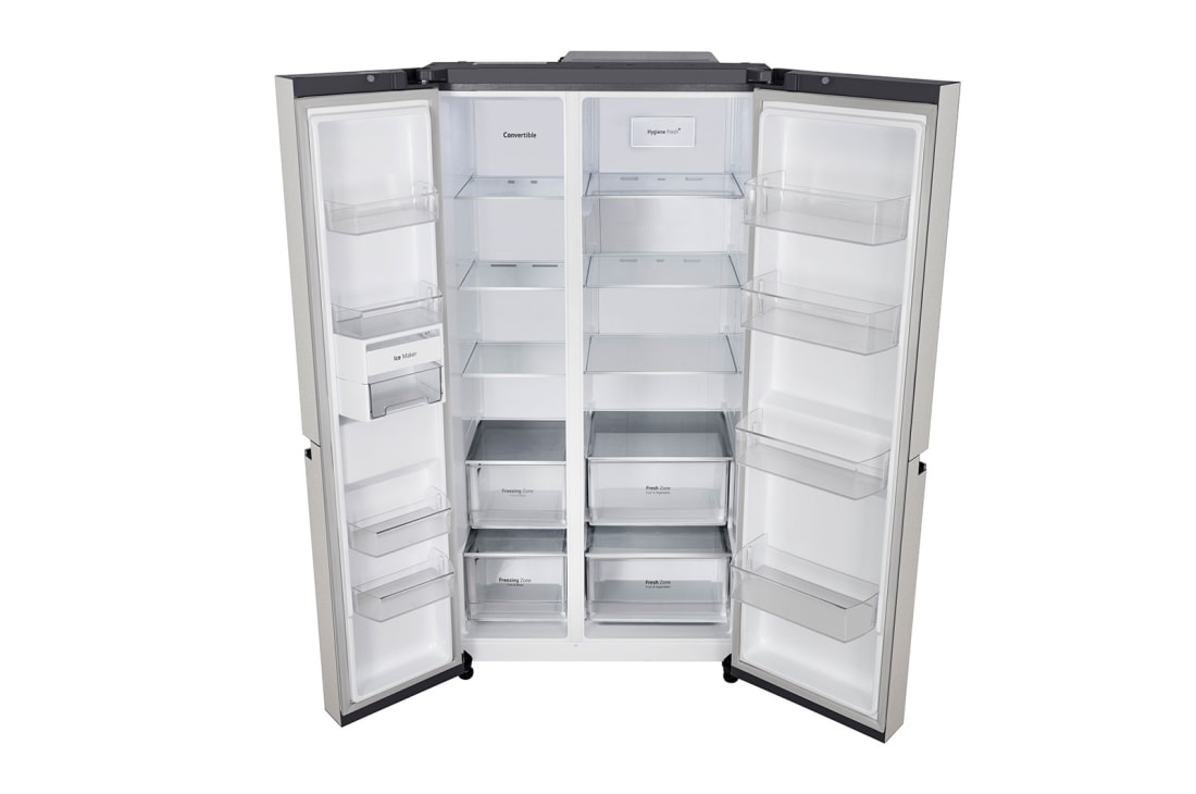 LG 674L Side-by-Side Refrigerator with Hygiene Fresh+™, DoorCooling+™, Smart Diagnosis™, Urban Steel Finish, 3-Star, top view, GC-B257KLJW, thumbnail 14