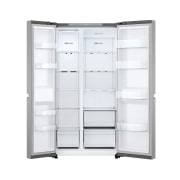 LG 674L Side-by-Side Refrigerator with Hygiene Fresh+™, DoorCooling+™, Smart Diagnosis™, Urban Steel Finish, 3-Star, front view without food, GC-B257KLJW, thumbnail 3