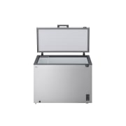 LG 398L Chest Freezer Silver, LG chest freezer side view showing door opening, GCFB405BQCF, thumbnail 3