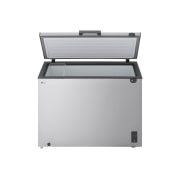 LG 398L Chest Freezer Silver, LG chest freezer side view showing half door opening, GCFB405BQCF, thumbnail 4