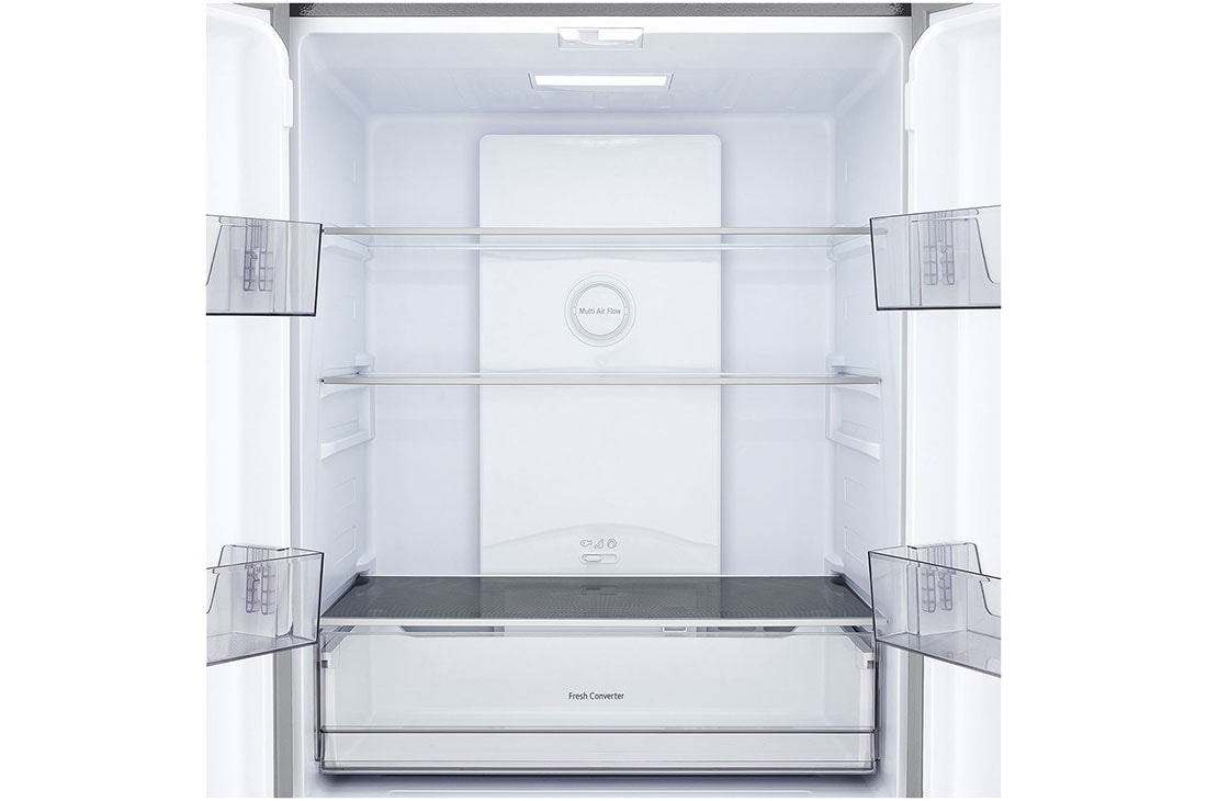 LG 400L Multi-Door Refrigerator prime silver, lg multi door refrigerator top compartment open view, GCFB41FPLAM, thumbnail 3