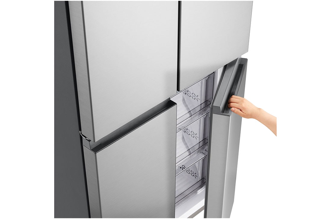 LG 400L Multi-Door Refrigerator prime silver, lg multi door refrigerator handle detail view, GCFB41FPLAM, thumbnail 6