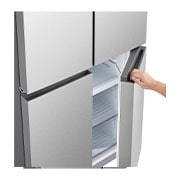 LG 502L Multi-Door Refrigerator prime silver, LG multi door refrigerator Prime Silver door handle and panel finish detail, GCFB48FPLAM, thumbnail 9