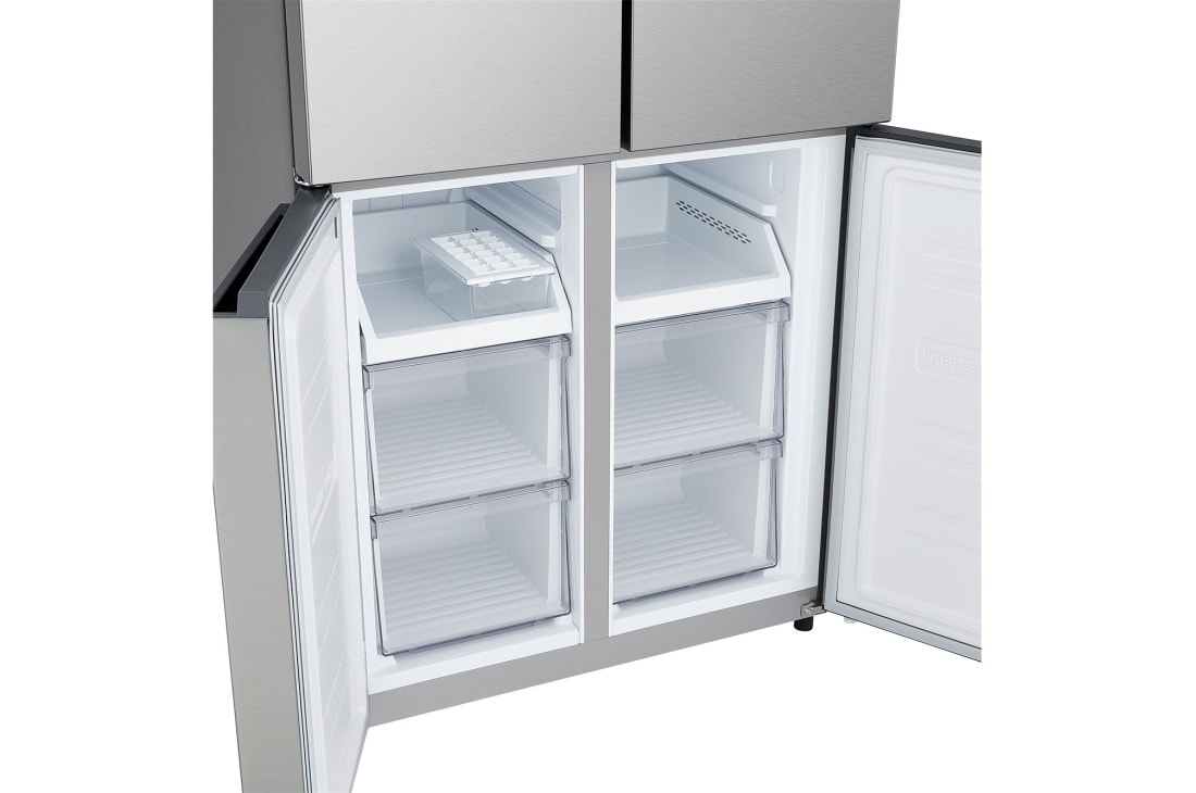 LG 502L Multi-Door Refrigerator prime silver, LG multi door refrigerator Prime Silver freezer compartment with pull out storage drawers, GCFB48FPLAM, thumbnail 7