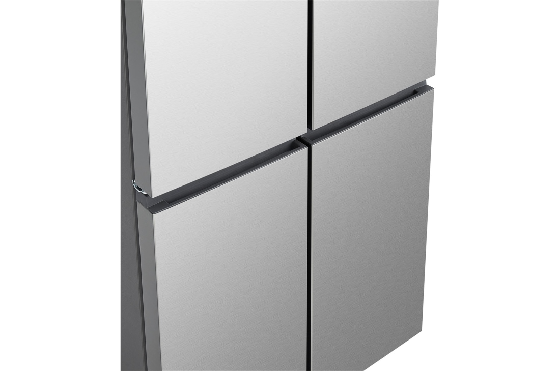 LG 502L Multi-Door Refrigerator prime silver, LG multi door refrigerator Prime Silver recessed handle detail on lower doors, GCFB48FPLAM, thumbnail 8