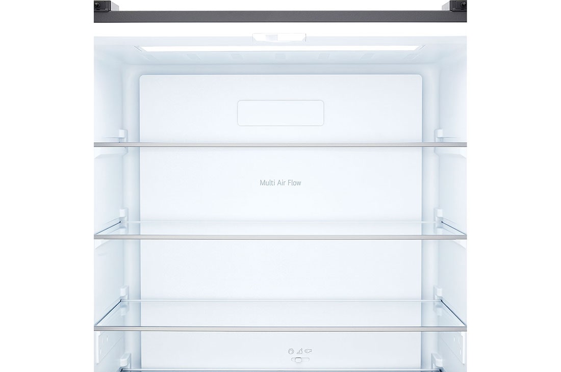 LG 502L Multi-Door Refrigerator prime silver, LG multi door refrigerator Prime Silver interior featuring wide glass shelves, GCFB48FPLAM, thumbnail 5