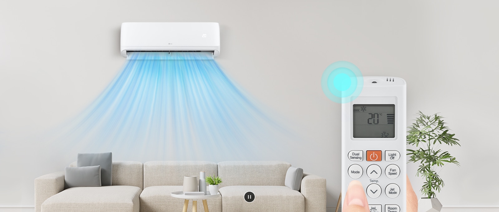 Cooling, Drying and Fan mode are set by pushing the 'MODE' button on the remote-controller.