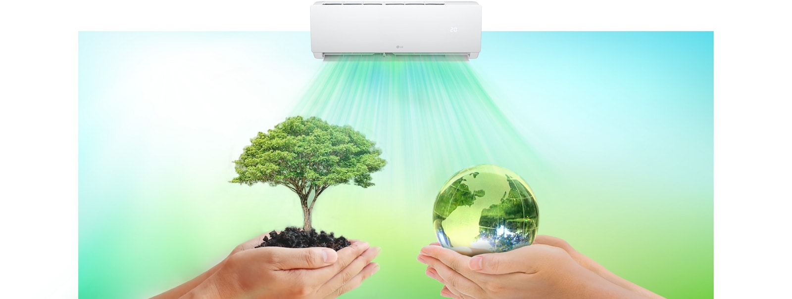 The air conditioner is operating with Eco-Friendly R32 Refrigerant.