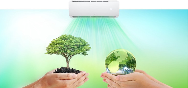 The air conditioner is operating with Eco-Friendly R32 Refrigerant.