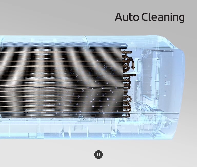 The moisture in the heat exchanger of the air conditioner disappears.