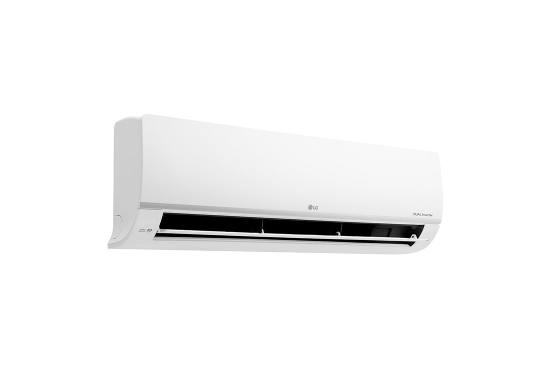 LG DUALCOOL MOSQUITO AWAY AC INVERTER 1.5HP, Left-angle view of an air conditioner with the vane slightly open, S4-Q12JA28J, thumbnail 10