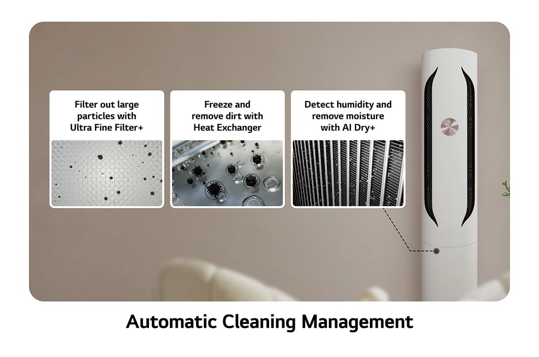 LG 2.5HP Dual Inverter Floor Standing AC - AirTower L, Automatic Cleaning Management, F4-Q25N2XA0, thumbnail 3