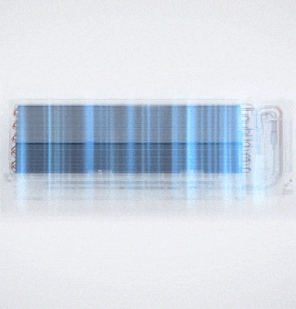 Visualization of all-cleaning technology in an air conditioner, showing a self-cleaning process with blue airflow.