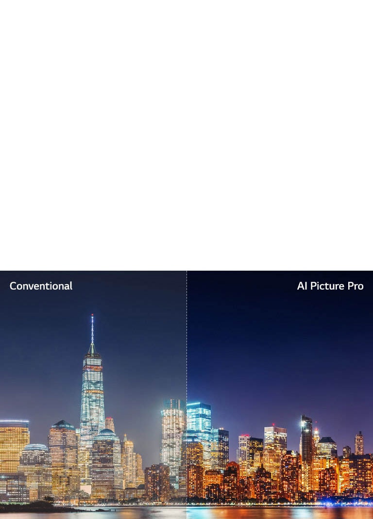 Slider comparison of picture quality of a nighttime cityscape 