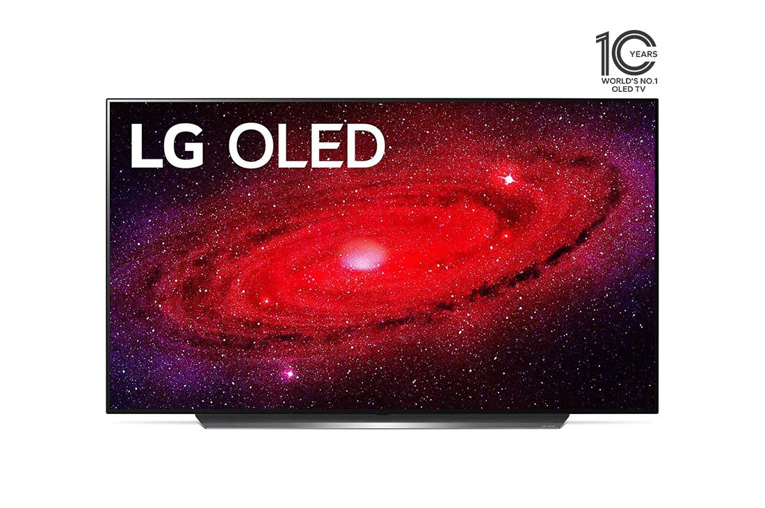 LG OLED TV 55 Inch CX Series, Cinema Screen Design 4K Cinema HDR WebOS Smart AI ThinQ Pixel Dimming, Front-view, OLED55CXPVA