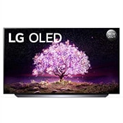 LG OLED TV 55 Inch C1 Series, Cinema Screen Design 4K Cinema HDR WebOS Smart AI ThinQ Pixel Dimming, front view, OLED55C1PVB, thumbnail 3