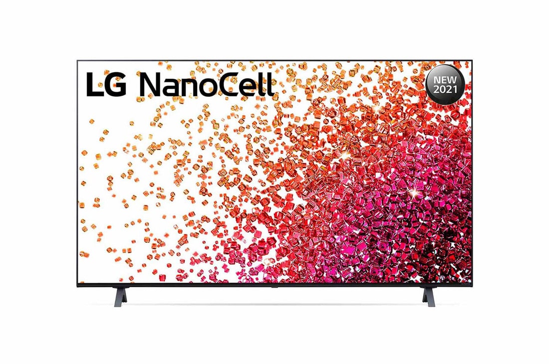 LG NanoCell TV 55 inch NANO75 Series, 4K Active HDR, WebOS Smart ThinQ AI, A front view of the LG NanoCell TV, 55NANO75VPA