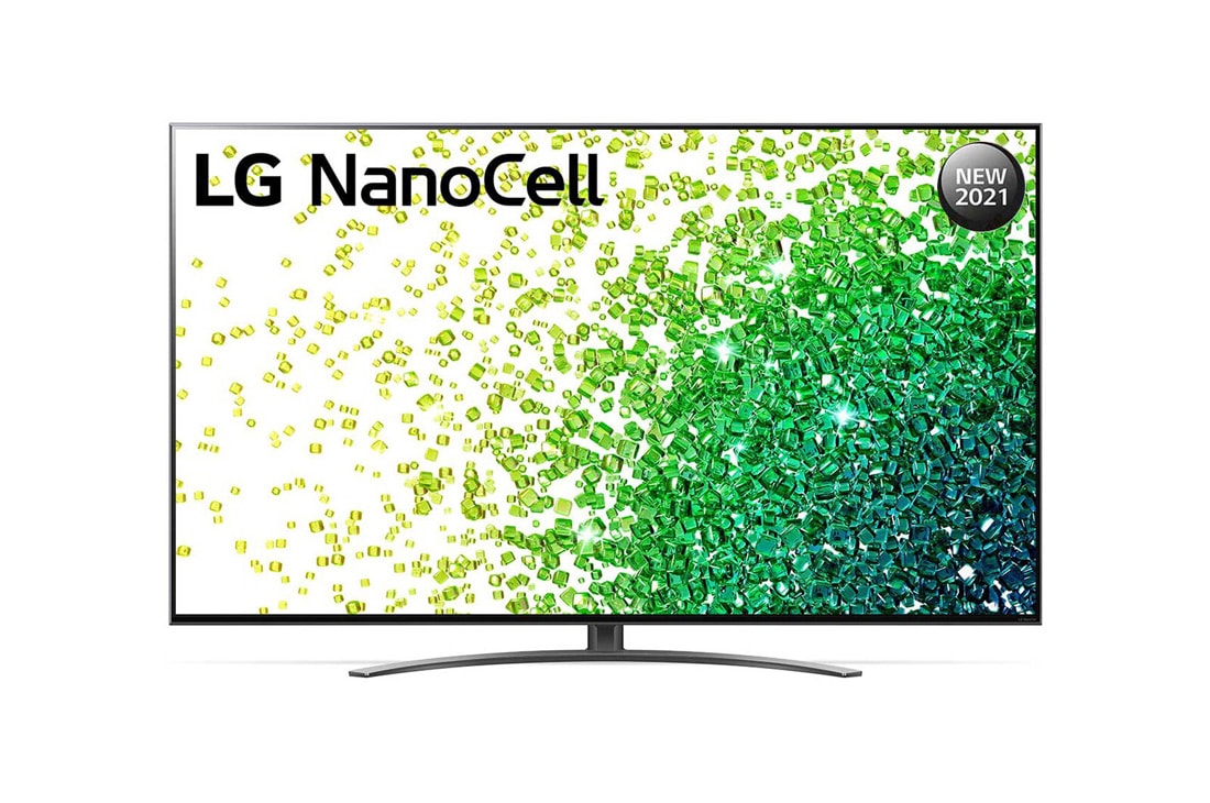 LG NanoCell TV 55 Inch NANO86 Series Cinema Screen Design 4K Cinema HDR webOS Smart with ThinQ AI Local Dimming, A front view of the LG NanoCell TV, 55NANO86VPA