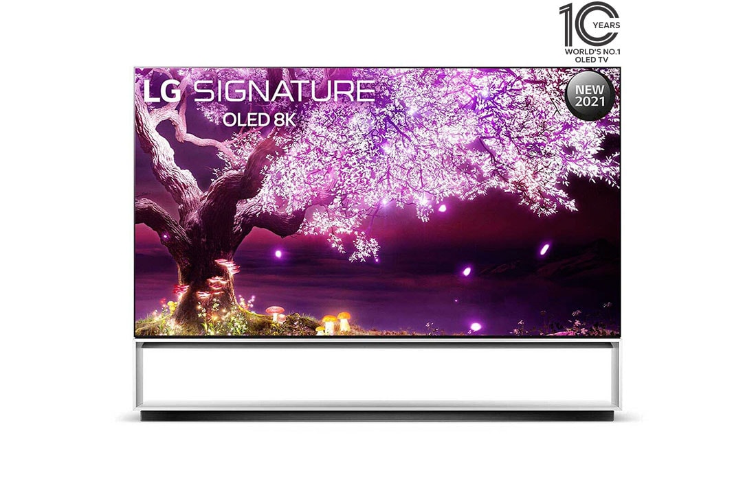 LG OLED TV 88 Inch Z1 Series Gallery Design Cinema HDR WebOS Smart ThinQ AI 8K Pixel Dimming, front view, OLED88Z1PVA