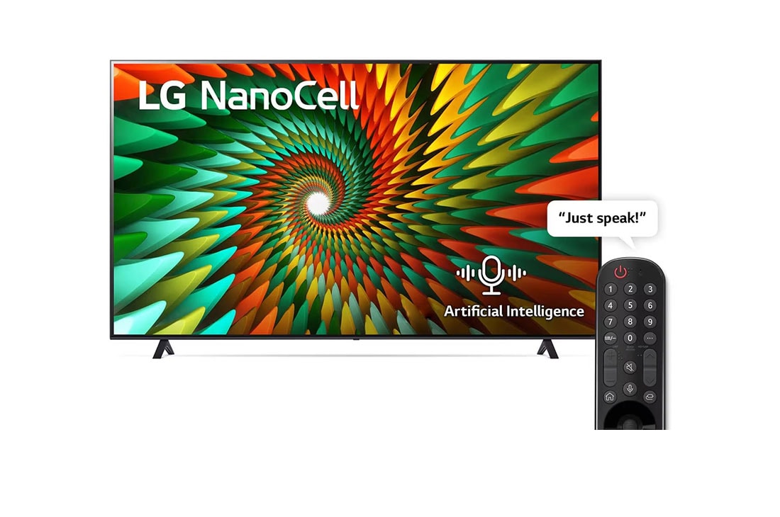 LG, Nanocell TV, 65 inch NANO77R series, WebOS Smart AI ThinQ, Magic Remote, AI Sound Pro (5.1.2ch), 2023 New, A front view of the LG NanoCell TV, 65NANO776RA