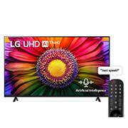 LG, UHD 4K TV, 75 inch UR80 series, WebOS Smart AI ThinQ, Magic Remote, AI Sound Pro (5.1.2ch), 2023 New, A front view of the LG UHD TV with remote, 75UR80006LJ, thumbnail 1