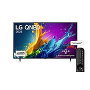 LG 86 Inch LG QNED QNED80 4K Smart TV AI Magic remote HDR10 webOS24 2024, Front view of LG QNED TV, QNED80 with text of LG QNED, 2024, and webOS Re:New Program logo on screen, 86QNED80T6B, thumbnail 1
