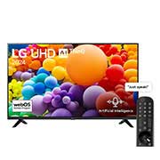 LG 55 Inch LG UHD AI UT73 4K Smart TV AI Magic remote HDR10 webOS24 2024, Front view of LG UHD TV, UT73 with text of LG UHD AI, 2024, and webOS Re:New Program logo on screen, 55UT73006LA, thumbnail 1