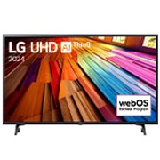 LG 43 Inch LG UHD UT80 4K Smart TV AI Magic remote HDR10 webOS24 2024, Front view of LG UHD TV, UT80, 43UT80006LA, thumbnail 2