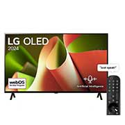 LG 77 Inch LG OLED evo B4 4K Smart TV AI Magic remote Dolby Vision webOS24 2024, Front view with LG OLED TV, OLED B4, 11 Years of world number 1 OLED Emblem and webOS Re:New Program logo on screen with 2-pole stand, OLED77B46LA, thumbnail 1