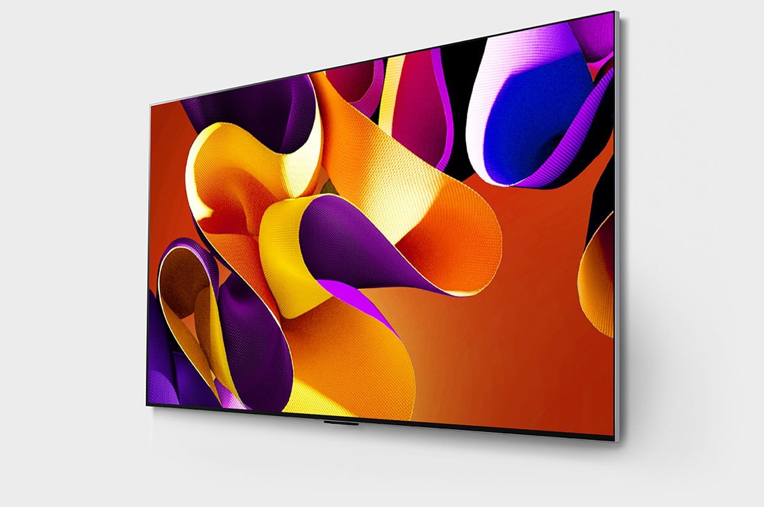 LG 77 Inch LG OLED evo G4 4K Smart TV AI Magic remote Dolby Vision webOS24 2024, Slightly-angled left-facing side view of LG OLED evo TV, OLED G4 on the wall, OLED77G46LA, thumbnail 3