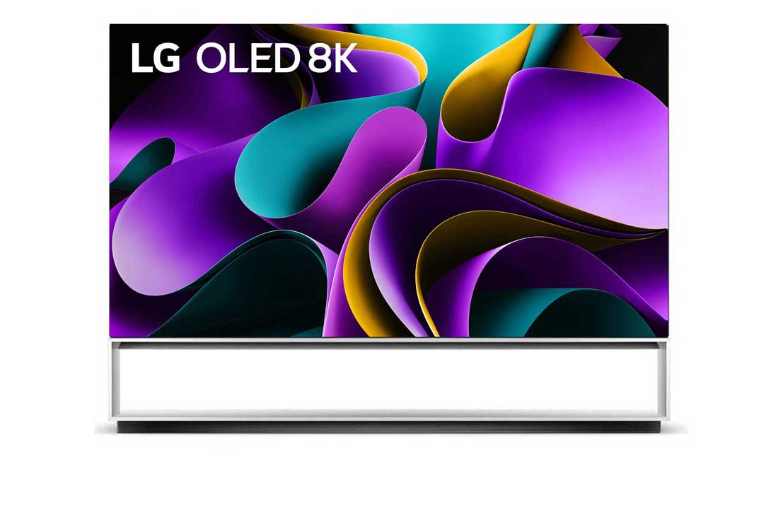 LG SIGNATURE OLED 8K Z3 88 inch Smart TV 2023, Front view with LG OLED 8K evo, 10 Years World No.1 OLED Emblem, and 5-Year Panel Warranty logo on screen., OLED88Z36LA