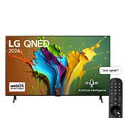 LG 98 Inch LG QNED QNED89 4K Smart TV AI Magic remote HDR10 webOS24 2024, Front view of LG QNED TV, QNED89 with text of LG QNED, 2024, and webOS Re:New Program logo on screen, 98QNED89T6A, thumbnail 1
