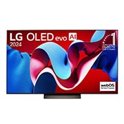 LG 77 Inch LG OLED evo C4 4K Smart TV AI Magic remote Dolby Vision webOS24 2024, Front view with LG OLED evo TV, OLED C4, 11 Years of world number 1 OLED Emblem logo and webOS Re:New Program logo on screen, OLED77C46LA, thumbnail 5