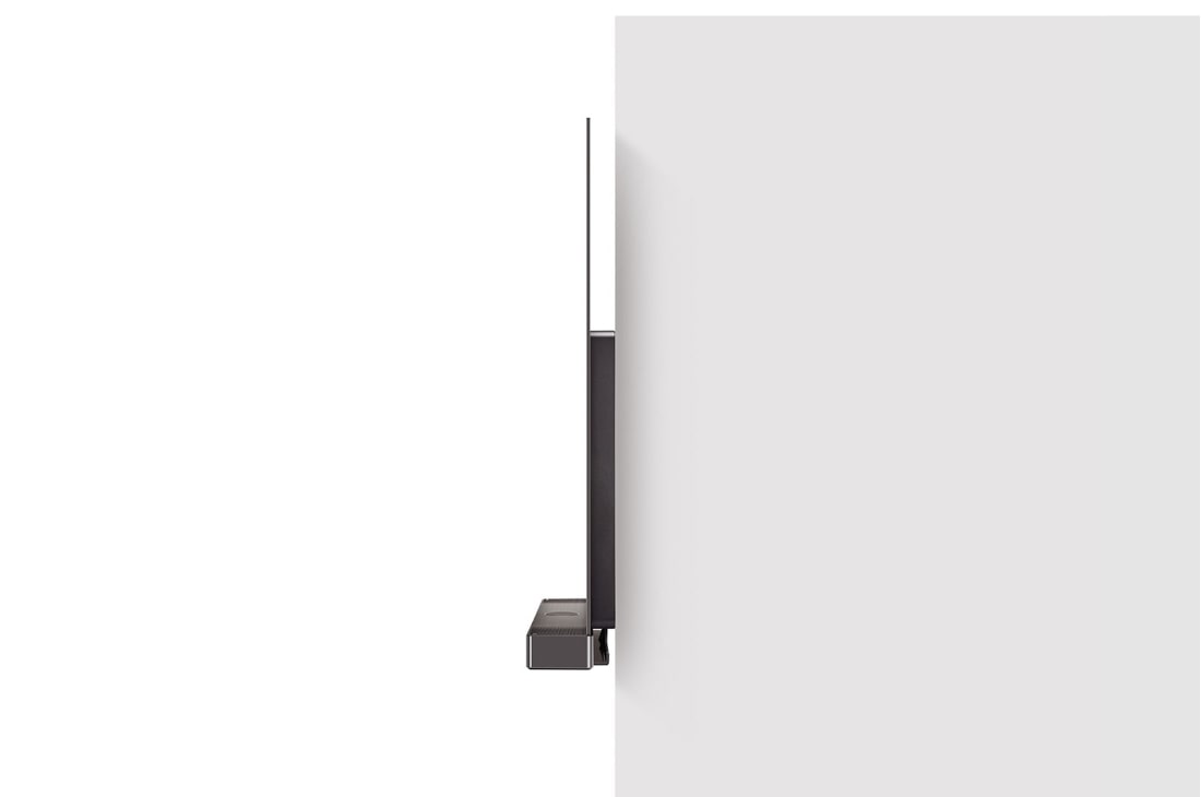 LG 77 Inch LG OLED evo C4 4K Smart TV AI Magic remote Dolby Vision webOS24 2024, Side view of LG OLED evo TV, OLED C4 attached to the wall with the Synergy Bracket, OLED77C46LA, thumbnail 4