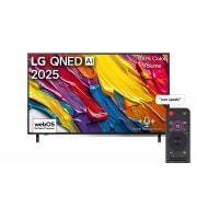 LG 55 inch LG QNED AI QNED82 4K Smart TV AI Magic remote HDR10 webOS25 2025 , Front view of LG QNED82 TV, LG QNED Al Logo on the top corner. LG QNED82 TV depicts colorful paintike textures coming together., 55QNED82A6A, thumbnail 1