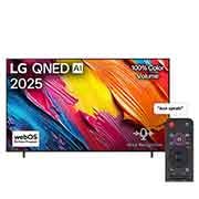 LG 86 inch LG QNED AI QNED70 4K Smart TV AI Magic remote HDR10 webOS25 2025 , Front view of LG QNED70 TV, LG QNED Al Logo on the top corner. LG QNED TV depicts colorful paintike textures coming together., 86QNED70A6A, thumbnail 1