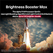 LG 97 inch LG OLED evo AI G5 4K 120Hz Smart TV AI Magic remote webOS25 2025 , A space shuttle launching from the ground. The scene is split in the middle with one half slightly darker and duller. The other half shows how the rocket blast is remarkably bright, demonstrating how , OLED97G56LA, thumbnail 6