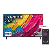 LG 55 inch LG QNED AI QNED80 4K Smart TV AI Magic remote HDR10 webOS25 2025 , Front view of LG QNED80 TV, LG QNED Al Logo on the top corner. LG QNED TV depicts colorful paintike textures coming together., 55QNED80A6A, thumbnail 1