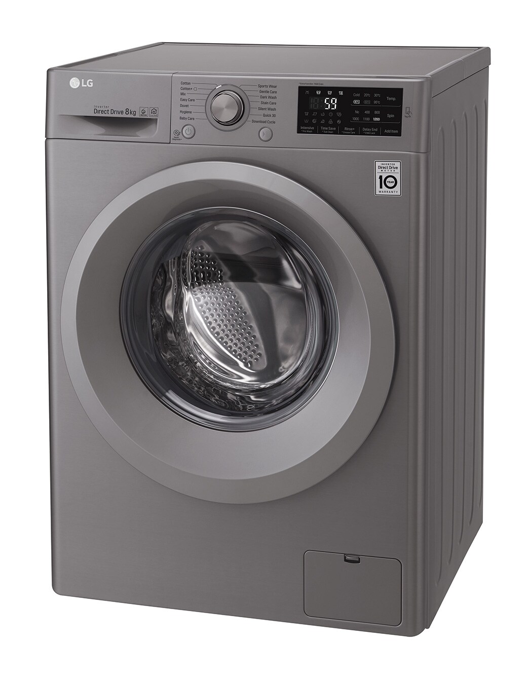 LG Front Load (Wash Only) Washing Machine 8kg, Silver, Inverter Direct