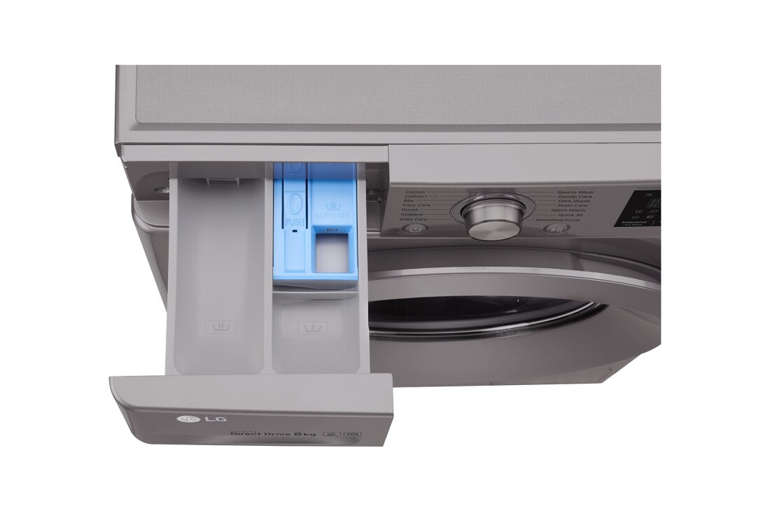 LG Front Load (Wash Only) Washing Machine 8kg, Silver, Inverter Direct Drive Motor, 6 Motion DD, Smart Diagnosis, F2J5TNP7S, thumbnail 6
