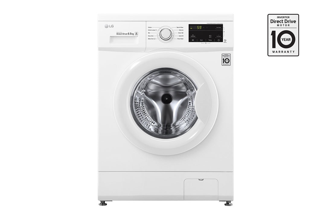 LG Front Load (Wash Only) Washine Machine 6.5kg, White,  Inverter Direct Drive Motor, 6 Motion DD, Smart Diagnosis, FH2J3WDNP0