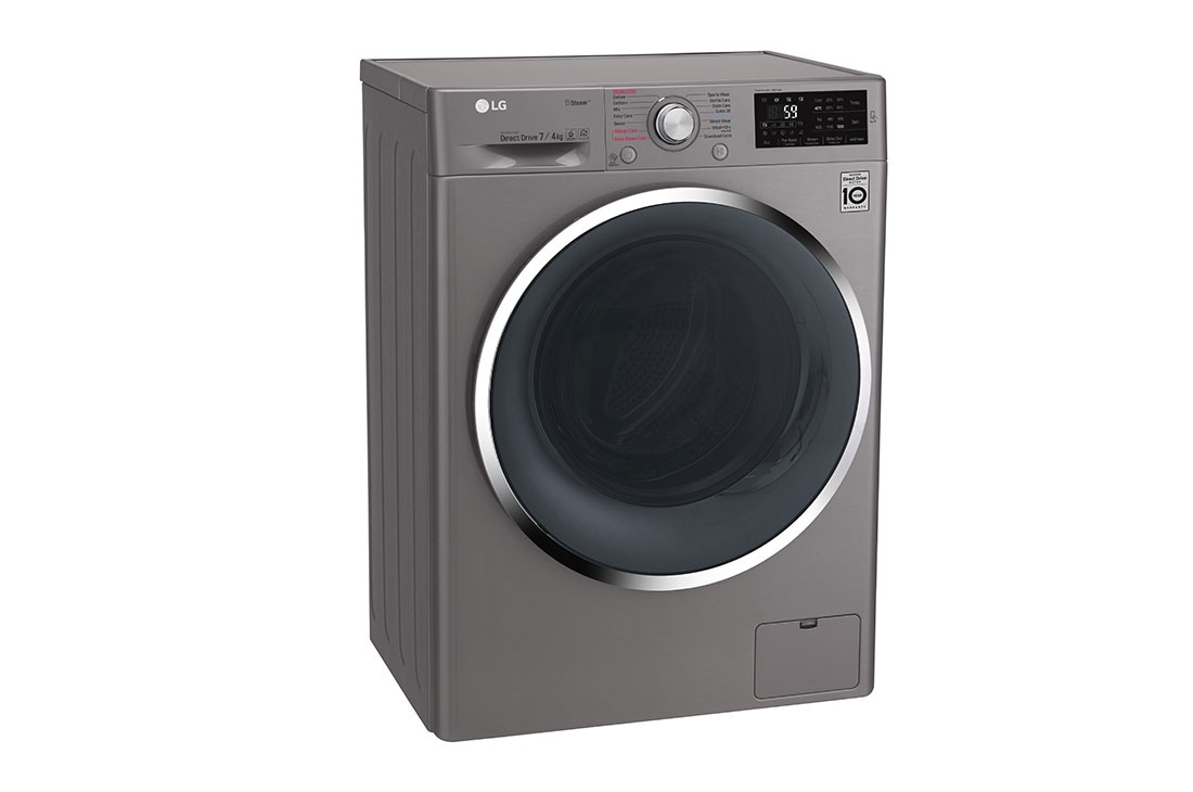 LG Front Load Wash Dry Washing Machine 7 4kg Silver Inverter