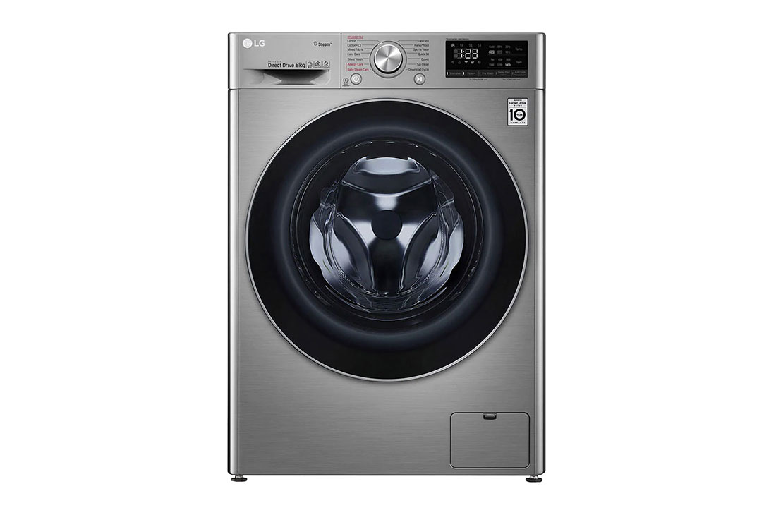 LG 8Kg Washer | AI DD | Steam™ (Allergy Care), LG F2V5PYP2T 8 kg Front View, F2V5PYP2T