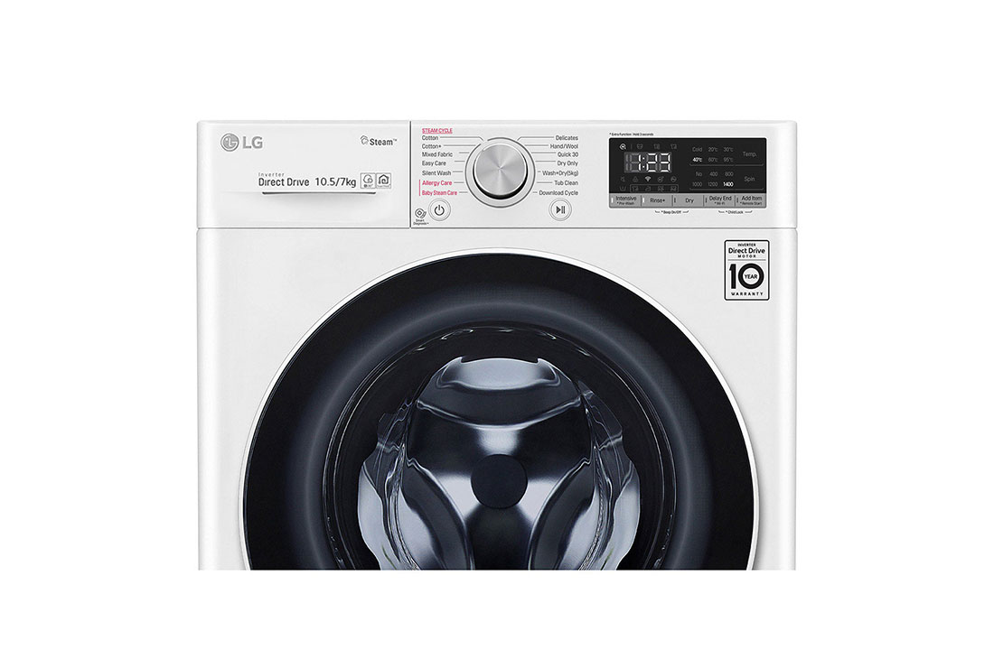 LG 10.5/7 Kg Front Load Washing Machine, F4V5RGP0W - Front Detail, F4V5RGP0W, thumbnail 4