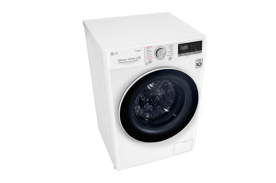 LG 10.5/7 Kg Front Load Washing Machine, F4V5RGP0W - Right Top Perspective, F4V5RGP0W, thumbnail 8
