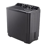 LG Twin Tub Washing Machine 7KG Wind Jet Dry, Roller Jet, 3 Wash Programs, Black Color, side perspective, P861RONT, thumbnail 11