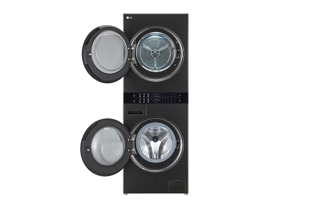 LG 13/10kg LG WashTower™ with Centre Control™, Black Steel color, Front all door open, WT1310RH, thumbnail 7